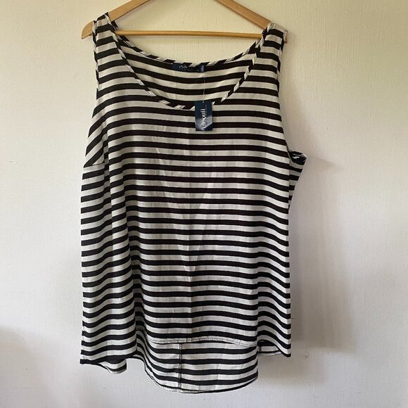 Eloquii Sleeveless Top Women's Plus Size 24 W Black Striped Lightweight NWT - Picture 1 of 10